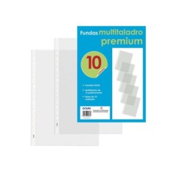 Dohe 10 Fundas Multitaladro Premium con 16 Perforaciones - 220x310mm - Polipropileno Rugoso