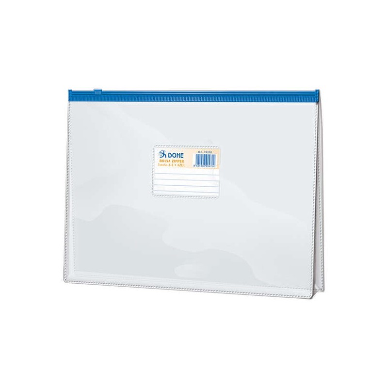 Dohe Bolsa Zipper Apaisada PVC Transparente 200 Micras - Tamaño Folio - Apertura Superior - Cierre Zip Hermetico Dohe Bolsa Zipper Apaisada PVC Transparente 200 Micras - Tamaño Folio - Apertura Superior - Cierre Zip Hermetico