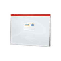 Dohe Bolsa Zipper Apaisada PVC Transparente 200 Micras - Apertura Superior - Cierre Zip Hermetico - Tamaño Folio