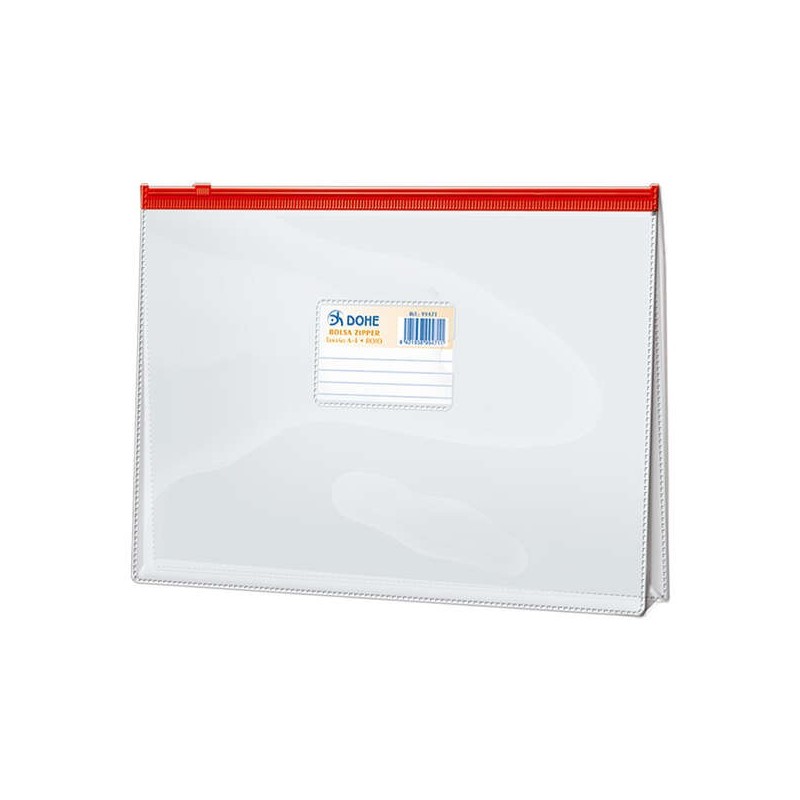 Dohe Bolsa Zipper Apaisada PVC Transparente 200 Micras - Apertura Superior - Cierre Zip Hermetico - Tamaño Folio Dohe Bolsa Zipper Apaisada PVC Transparente 200 Micras - Apertura Superior - Cierre Zip Hermetico - Tamaño Folio