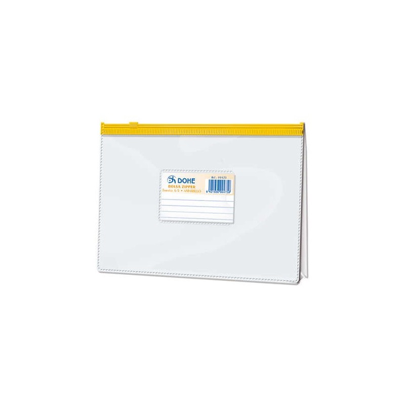 Dohe Bolsa Zipper Apaisada PVC Transparente 200 Micras - Tamaño A5 - Apertura Superior - Cierre Zip Hermetico Dohe Bolsa Zipper Apaisada PVC Transparente 200 Micras - Tamaño A5 - Apertura Superior - Cierre Zip Hermetico