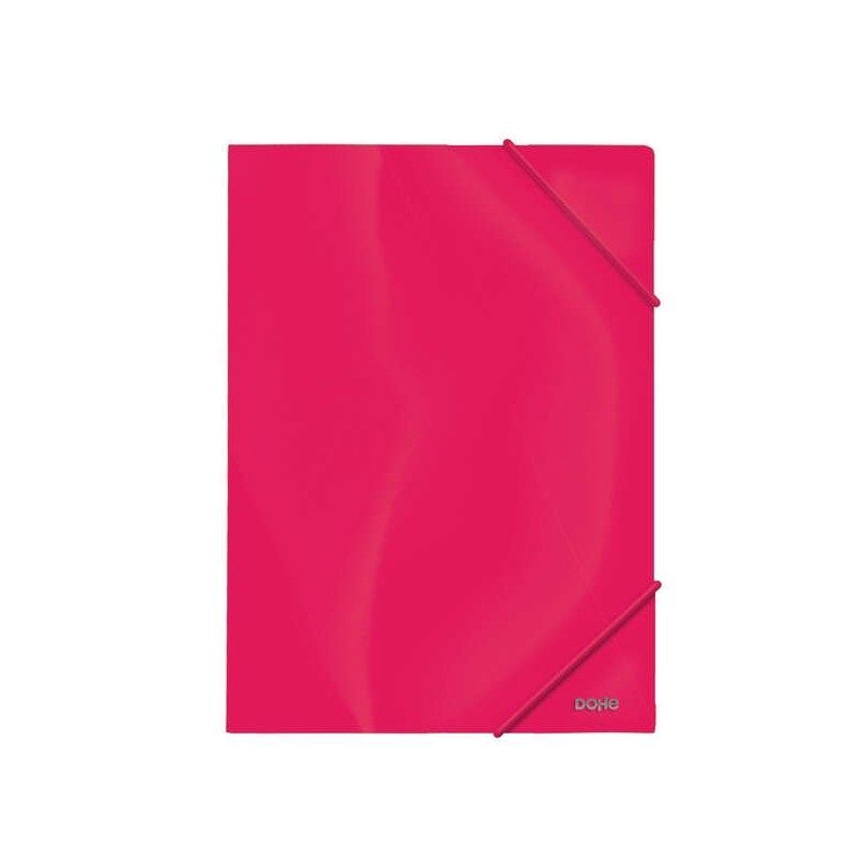 Dohe Carpeta de Gomas con Tres Solapas - 600 Micras - Fabricada en Polipropileno Opaco Cristal - Cierre de Gomas Redondas