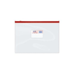 Dohe Bolsa Zipper Apaisada PVC Transparente 150 Micras - Tamaño Folio - Apertura Superior - Cierre Zip Hermetico