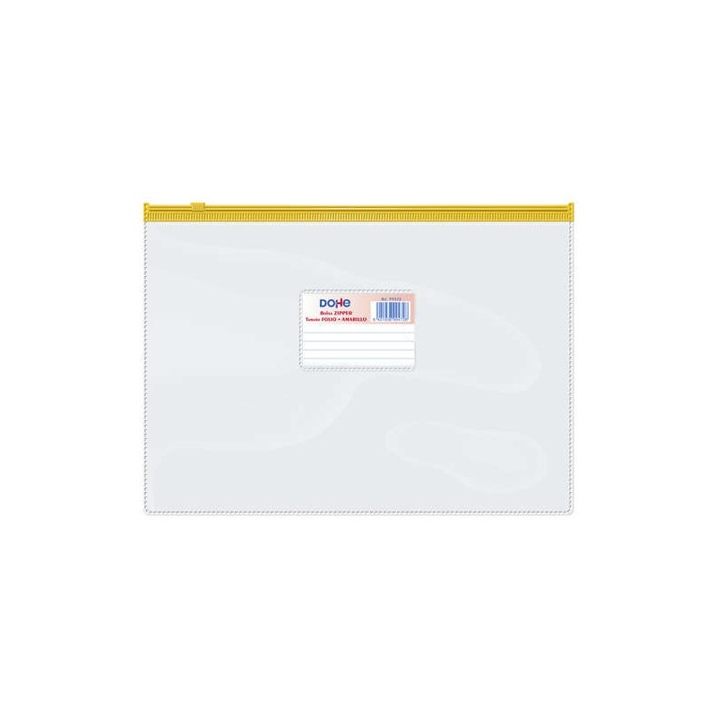 Dohe Bolsa Zipper Apaisada PVC Transparente 150 Micras - Tamaño Folio - Apertura Superior - Cierre Zip Hermetico Dohe Bolsa Zipper Apaisada PVC Transparente 150 Micras - Tamaño Folio - Apertura Superior - Cierre Zip Hermetico