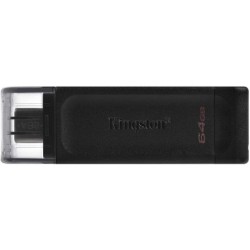 Kingston DataTraveler 70 Memoria USB Tipo C 64GB - USB-C 3.2 Gen 1 - Con Tapa - Color Negro (Pendrive)