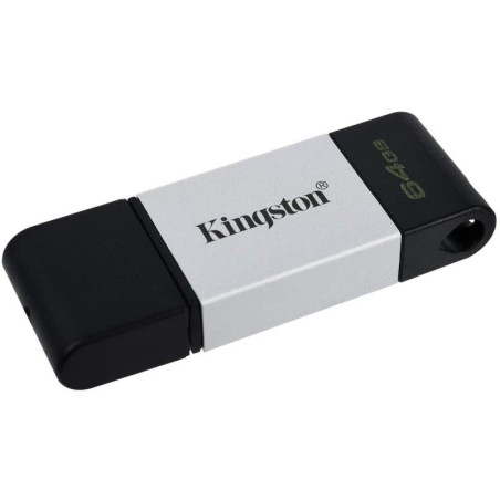 Kingston DataTraveler 80 Memoria USB Tipo C 64GB - USB-C 3.2 Gen 1 - Lettura 200 MB/s - Con Cover - Design Metallico (Pendrive)