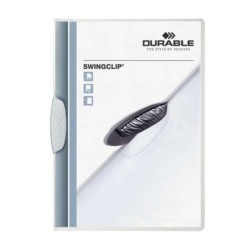 Durable Swingclip 30 Carpeta de Plastico con Pinza Giratoria - Tamaño A4 - Capacidad hasta 30 Hojas - Pinza de Color Blanco