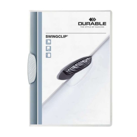 Durable Swingclip 30 Carpeta de Plastico con Pinza Giratoria - Tamaño A4 - Capacidad hasta 30 Hojas - Pinza de Color Blanco