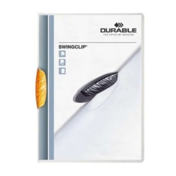 Durable Swingclip 30 Carpeta de Plastico con Pinza Giratoria - Tamaño A4 - Capacidad hasta 30 Hojas - Pinza de Color Naranja