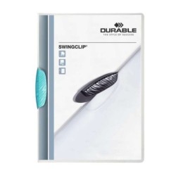 Durable Swingclip 30 Carpeta de Plastico con Pinza Giratoria - Tamaño A4 - Capacidad hasta 30 Hojas - Pinza de Color Turquesa