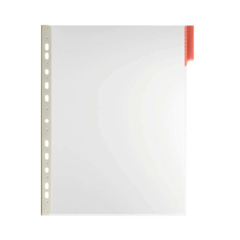 Durable Function Panel A4 Funda de Lamina Rigida Transparente para Informacion A4 - Apta para Escaneo - Con Pestaña Roja de 60mm