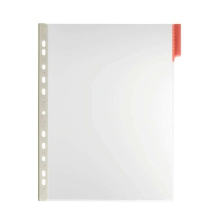 Durable Function Panel A4 Funda de Lamina Rigida Transparente para Informacion A4 - Apta para Escaneo - Con Pestaña Roja de 60mm