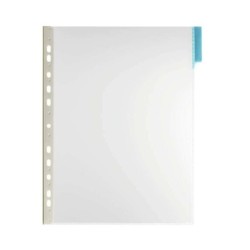 Durable Function Panel A4 Funda de Lamina Rigida Transparente para Informacion A4 - Apta para Escaneo - Con Pestaña Azul de 60mm