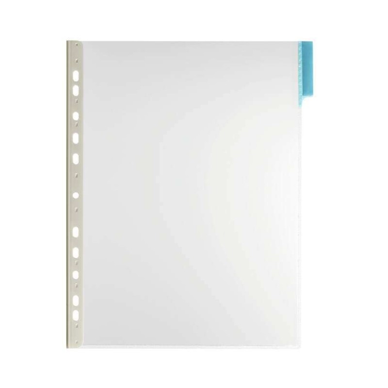 Durable Function Panel A4 Funda de Lamina Rigida Transparente para Informacion A4 - Apta para Escaneo - Con Pestaña Azul de 60mm