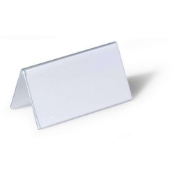 Porta nome da tavolo resistente a forma di tetto - Plastica - Include etichette vuote - Dimensioni etichetta 52/104x100 mm