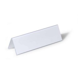 Durable Portanombres de Mesa con Forma de Tejado - Plastico - Incluye Etiquetas en Blanco - Tamaño de la Etiqueta 61/122x210mm