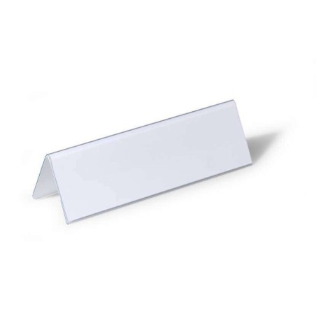 Resistente porta nome da tavolo a forma di tetto - Plastica - Include etichette vuote - Dimensioni etichetta 61/122x210 mm 25pz 