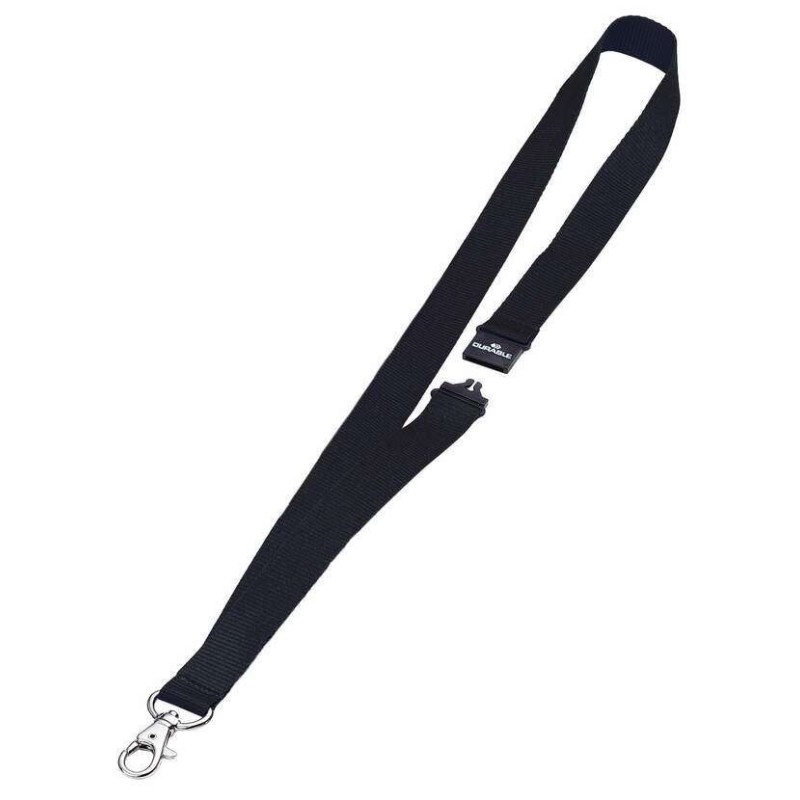 Nastro in tessuto resistente con moschettone per identificatore - Chiusura di sicurezza - Colore nero Nastro in tessuto resistente con moschettone per identificatore - Chiusura di sicurezza - Colore nero