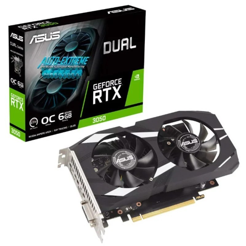 Asus Dual GeForce RTX 3050 OC Edition Tarjeta Grafica 6GB GDDR6 - HDMI, DVI, DisplayPort Asus Dual GeForce RTX 3050 OC Edition Tarjeta Grafica 6GB GDDR6 - HDMI, DVI, DisplayPort