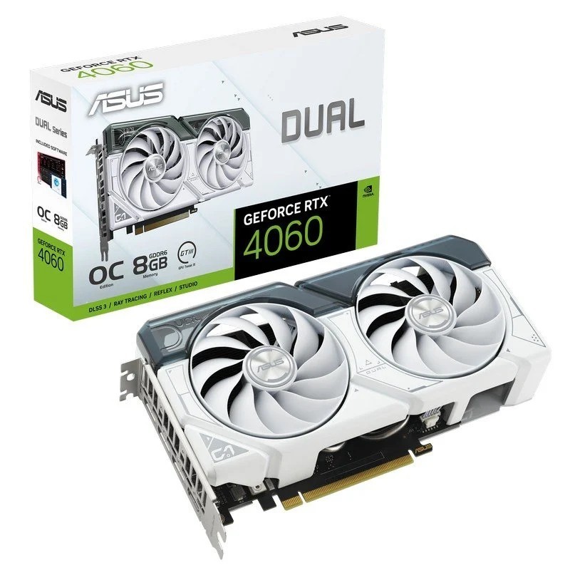 Scheda grafica Asus Dual GeForce RTX 4060 Bianca OC Edition 8GB GDDR6 DLSS3 Scheda grafica Asus Dual GeForce RTX 4060 Bianca OC Edition 8GB GDDR6 DLSS3