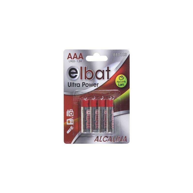Elbat Confezione da 4 batterie alcaline LR03/AAA Elbat Confezione da 4 batterie alcaline LR03/AAA