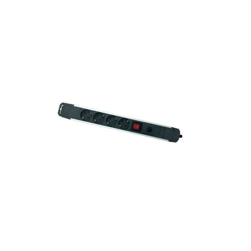 Elbat Regleta Alimentacion Aluminio - 4 Tomas Schuko - Interruptor On/Off - Proteccion de Sobrecarga - Cable de 1.50m Elbat Regleta Alimentacion Aluminio - 4 Tomas Schuko - Interruptor On/Off - Proteccion de Sobrecarga - Cable de 1.50m