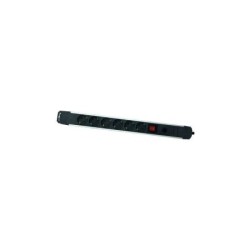 Elbat Regleta Alimentacion Aluminio - 6 Tomas Schuko - Interruptor On/Off - Proteccion de Sobrecarga - Cable de 1.50m