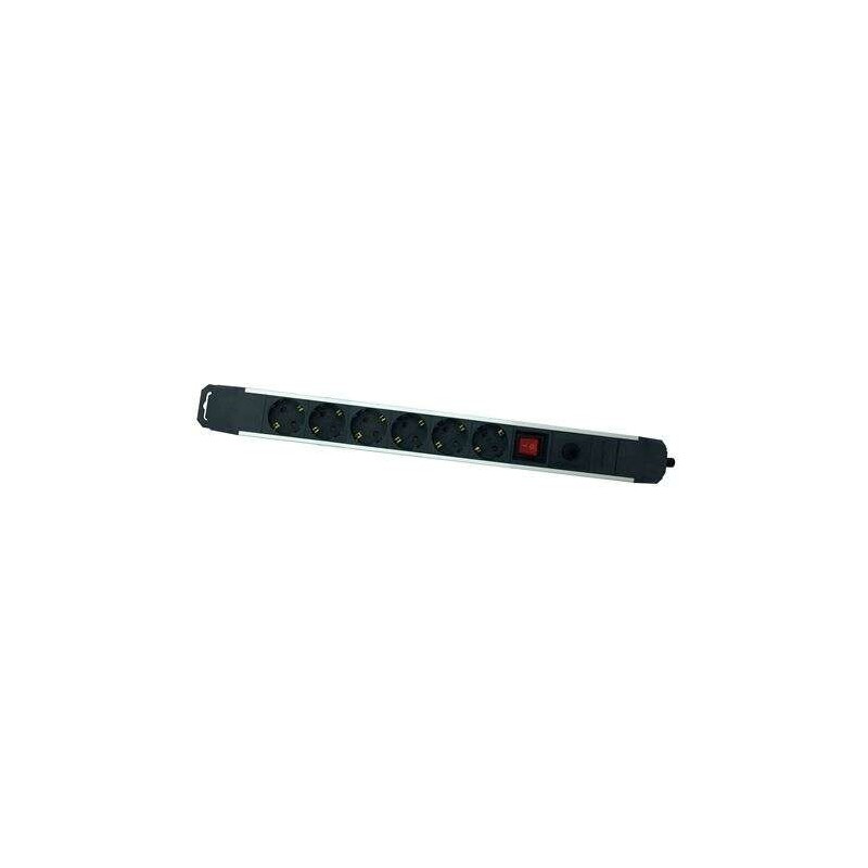 Elbat Regleta Alimentacion Aluminio - 6 Tomas Schuko - Interruptor On/Off - Proteccion de Sobrecarga - Cable de 1.50m Elbat Regleta Alimentacion Aluminio - 6 Tomas Schuko - Interruptor On/Off - Proteccion de Sobrecarga - Cable de 1.50m