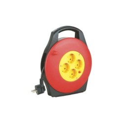 Elbat Enrollador Alargador con Proteccion Termica - 4 Shukos - Carga Maxima Enrollado 1100W, Desenrollado 3200W - Cable de 10m