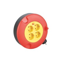 Elbat Enrollador Alargador con Proteccion Termica - 4 Shukos - Carga Maxima Enrollado 1100W, Desenrollado 3200W - Cable de 5m