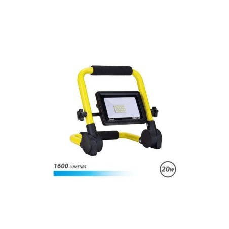 Elbat Faretto Led con Supporto Ripiegabile 20W - 1600lm - Luce Fredda 6500K - Cavo 1,50m