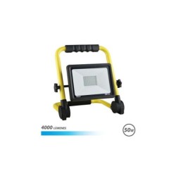 Elbat Faretto Led con Supporto Ripiegabile 50W - 4000lm - Luce Fredda 6500K - Cavo 1,50m