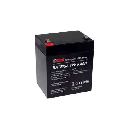 Elbat Bateria de Plomo 12V 5.4Ah VRLA Agm - Dimensiones 90X70X101mm - Tecnologia de Seguridad VRLA - Color Negro