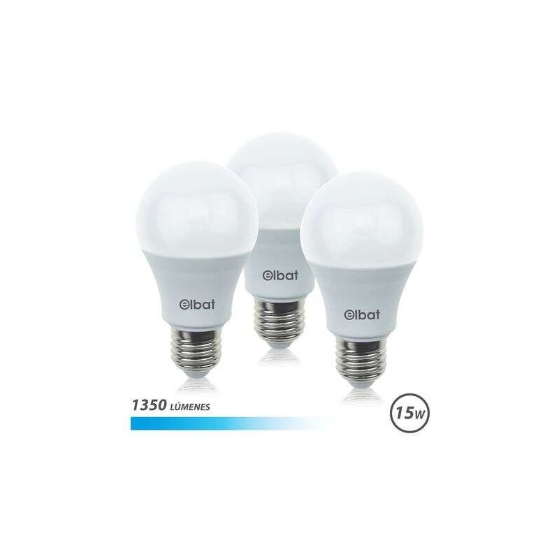 Elbat Pack da 3 Lampadine LED A60 15W E27 1350lm - 6500K Luce Fredda Elbat Pack da 3 Lampadine LED A60 15W E27 1350lm - 6500K Luce Fredda