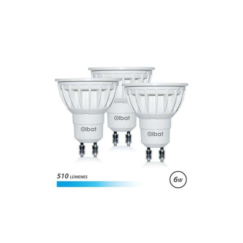 Elbat Pack da 3 Lampadine LED GU10 6W 510lm - 6500K Luce Fredda Elbat Pack da 3 Lampadine LED GU10 6W 510lm - 6500K Luce Fredda