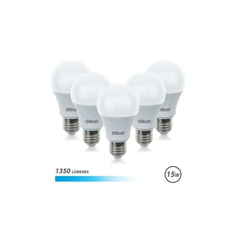 Elbat Confezione da 5 Lampadine LED A60 15W E27 1350lm - 6500K Luce Fredda Elbat Confezione da 5 Lampadine LED A60 15W E27 1350lm - 6500K Luce Fredda