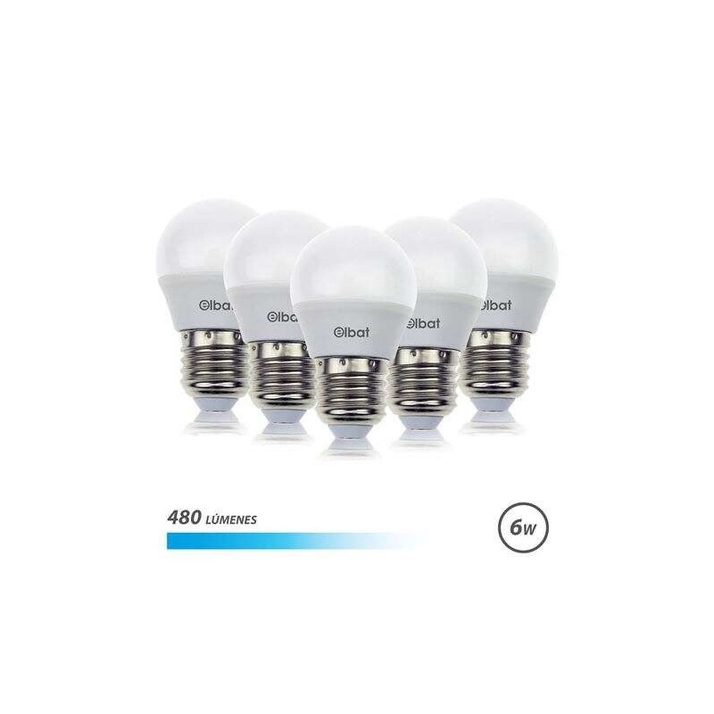Elbat Confezione da 5 Lampadine LED G45 6W E27 480lm - 6500K Luce Fredda Elbat Confezione da 5 Lampadine LED G45 6W E27 480lm - 6500K Luce Fredda