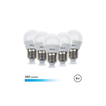 Elbat Confezione da 5 Lampadine LED G45 6W E27 480lm - 6500K Luce Fredda