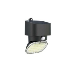 Elbat Foco Solar 2000LM - Luz Fria 6000K - Regulacion Vertical y Horizontal - Panel Solar 1W - IP65 - Color Negro
