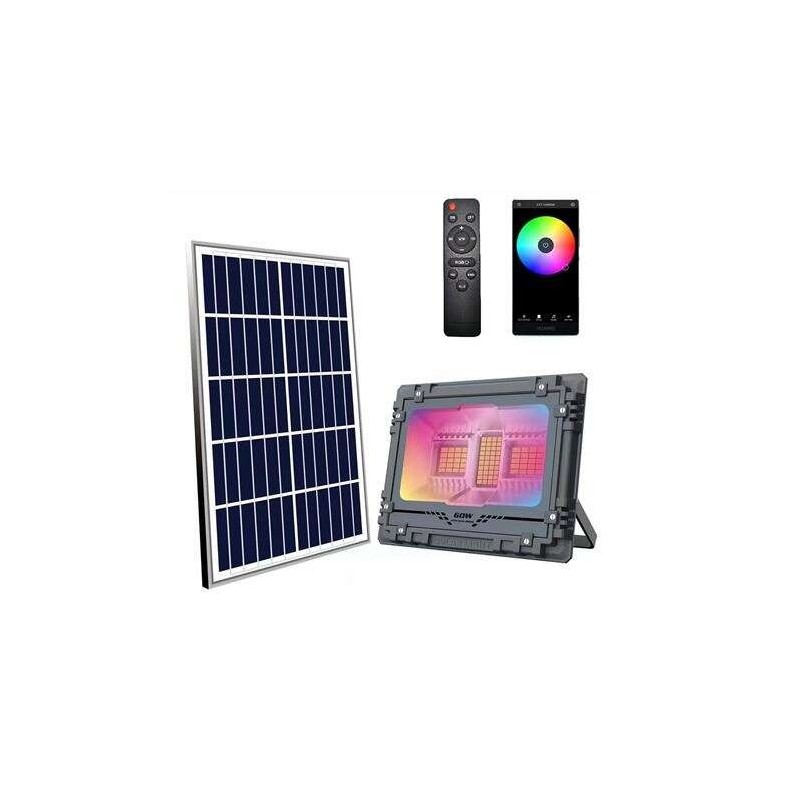 Faretto Solare Led RGB Elbat 60W - 515LM - Bluetooth - Batteria 5V/6AH - Telecomando - IP67 Faretto Solare Led RGB Elbat 60W - 515LM - Bluetooth - Batteria 5V/6AH - Telecomando - IP67