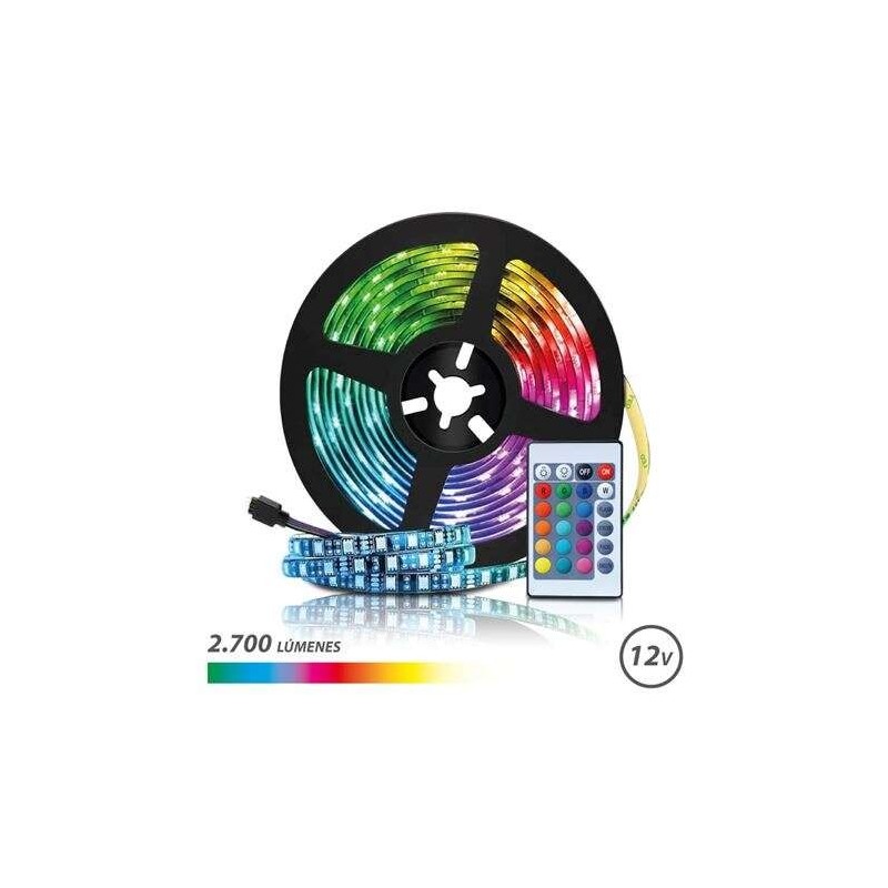 Striscia LED RGB Elbat 12V 2700lm - 30 Led al Metro - Controllo Remoto - Lunghezza 5m Striscia LED RGB Elbat 12V 2700lm - 30 Led al Metro - Controllo Remoto - Lunghezza 5m