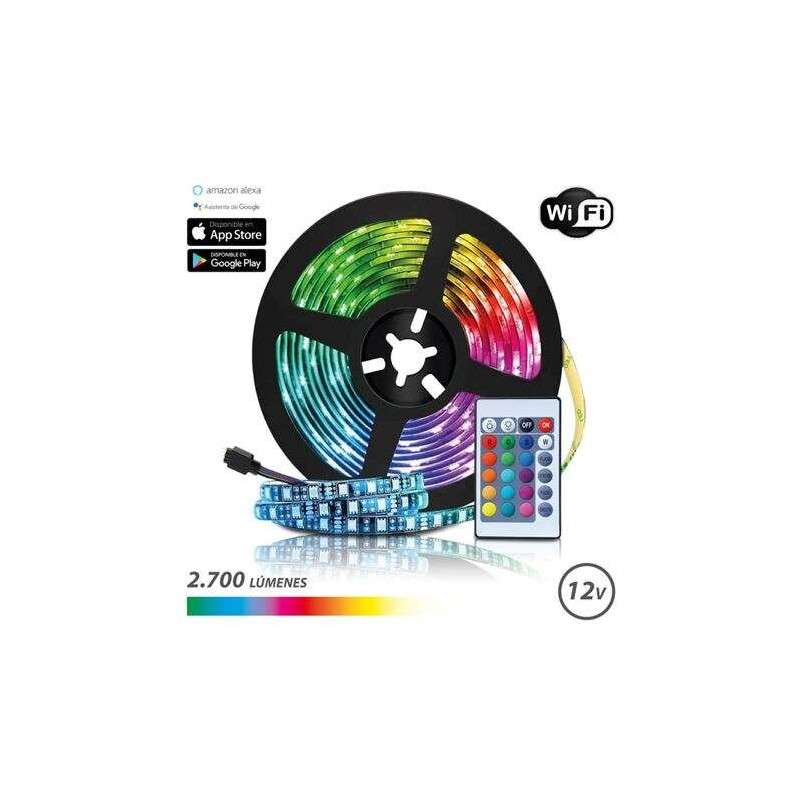 Striscia LED Elbat WiFi RGB 12V 2700lm - 30 Led al Metro - Controllo Remoto - Lunghezza 5m Striscia LED Elbat WiFi RGB 12V 2700lm - 30 Led al Metro - Controllo Remoto - Lunghezza 5m