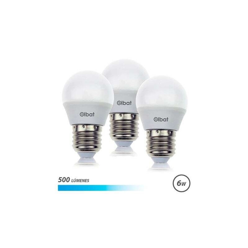 Elbat Pack de 3 Bombillas LED G45 de 6W - 500LM - Base E27 - Luz Fria Elbat Pack de 3 Bombillas LED G45 de 6W - 500LM - Base E27 - Luz Fria