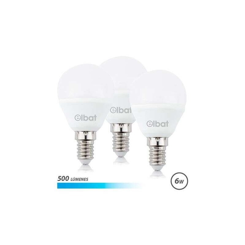Elbat Pack da 3 Lampadine LED G45 6W - 500LM - Attacco E14 - Luce Fredda Elbat Pack da 3 Lampadine LED G45 6W - 500LM - Attacco E14 - Luce Fredda