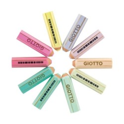 Giotto Happy Gomma Espositore da 40 Gomme - Forma Matita - Per Cancellare la Grafite - 10 Colori Pastello 40pz 40pz