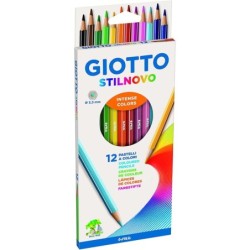 Giotto Stilnovo Confezione da 12 Matite Colorate Esagonali - Piombo 3,3 mm - Legno - Colori Assortiti