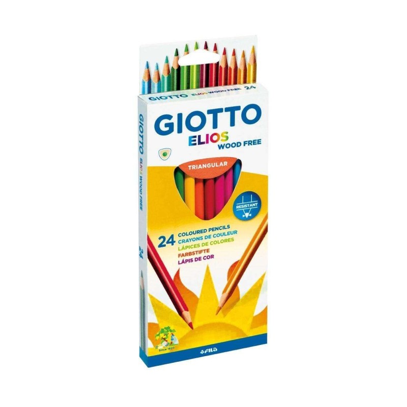 Giotto Elios Giant Wood Free Confezione da 24 Matite Colorate Triangolari - Wood Free - Mina 5 mm - Colori Assortiti Giotto Elios Giant Wood Free Confezione da 24 Matite Colorate Triangolari - Wood Free - Mina 5 mm - Colori Assortiti