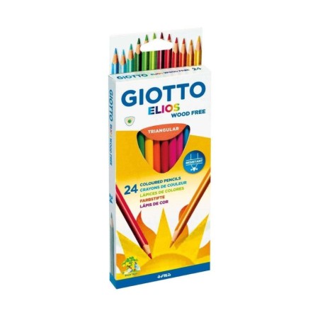 Giotto Elios Giant Wood Free Confezione da 24 Matite Colorate Triangolari - Wood Free - Mina 5 mm - Colori Assortiti
