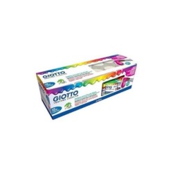 Giotto Tempera Confezione da 12 Vasetti da 25 ml. + Pennello - A base acqua - Coprenza eccellente - Colori assortiti