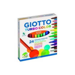 Giotto Turbo Color Pack de 24 Rotuladores - Punta Fina 2.8 mm. - Tinta al Agua - Lavable - Colores Surtidos
